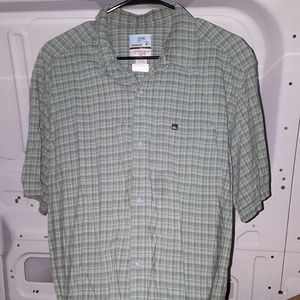 *SOLD*Quiksilver Green Button Down Short Sleeve Sh